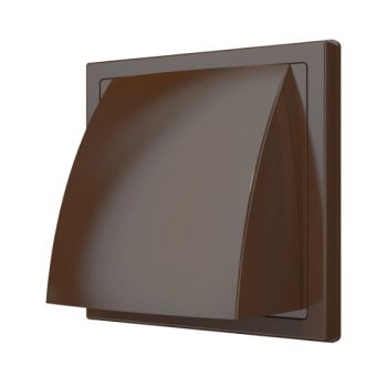 Вентиляционный вытяжной стеновой выход 190*190 с обратным клапаном, с фланцем d=150/160, коричневый