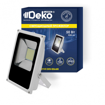 Прожектор светодиодный "DEKO" 50Вт 6500К холодный белый 4000Лм 220В белый "SLIM SMD"