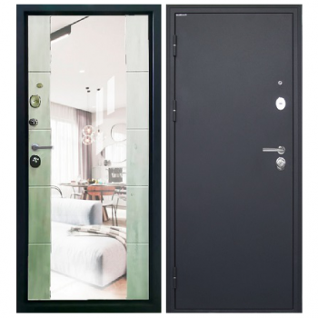 Дверь входная"Родина Плюс",850*2050*103мм,левая,металл -"Черный сатин",МДФ "Санторини белый"
