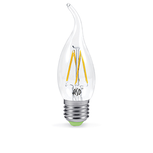 Лампа светодиодная "ASD LED-C37-Premium" Е27, 5Вт, 220В, 4000К, 450Лм, свеча на ветру прозрачная