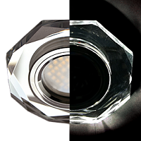 Светильник потолочный MR16 LD1652 GU5.3 Glass Ecola  встр. Стекло с подсветкой 8-угольник с прямыми гранями Хром / Хром 25x90 (кd74)  [SC1652EFF.]