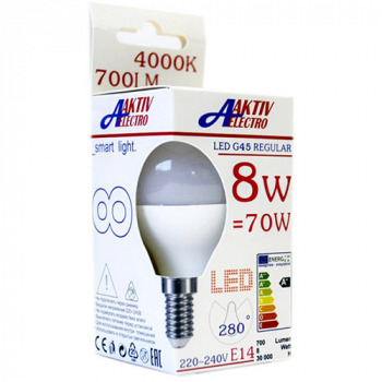Лампа светодиодная  8Вт &quot;LED-G45-Regular&quot; P45 Е14 220В 4000К 700Лм шар матовый