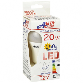 Лампа светодиодная "Aktiv Electro" А65-70, Е27, 20Вт, 4000К, 1900Лм