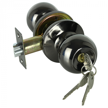 Ручка дверная "ЗШ-01 Assol", шариковая, ключ - фиксатор, "Черный никель"