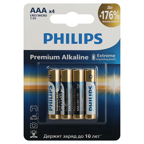 Элемент питания Philips LR03-4BL Premium тип: ААА