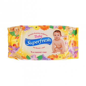 Салфетки влажные "Superfresh" Для детей и мам, 60шт./ 