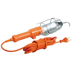 Светильник "ИЭК" переносной "УП-1Р" 1*60Вт, Е27, пластиковый оранжевый корпус, металлический отражатель с антикоррозийным покрытием, шнур 2*0,75мм2 l=5м с вилкой, выключателем и крюком для подвеса
