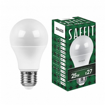 Лампа светодиодная "Saffit SBA6525" А65, Е27, 25Вт, 4000К, 2300Лм, матовая