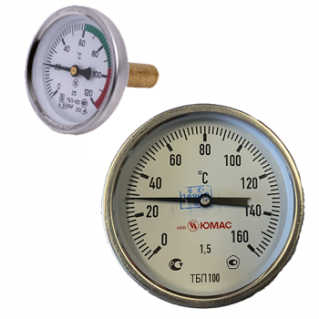 Термометр биметаллический D100 L50мм осевой 0+160гр
