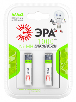 Аккумуляторная батарея ЭРА HR03-2BL 1000mAh тип:ААА