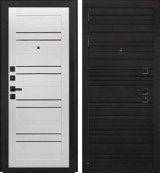 Дверь входная"Энца",960*2050*110мм,левая,металл, 2 МДФ- "Кварц черный",МДФ "Скол дуба белый"
