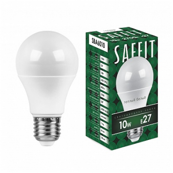 Лампа светодиодная "Saffit SBA6010" А60, Е27, 10Вт, 2700К, 800Лм, матовая