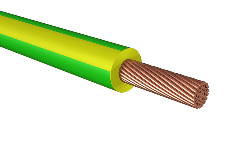 Провод медный ПуГВ (ПВ-3) 10,0мм2 желто-зеленый (Гост)