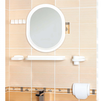 Набор для ванной комнаты с зеркалом "Алена-2002", белый