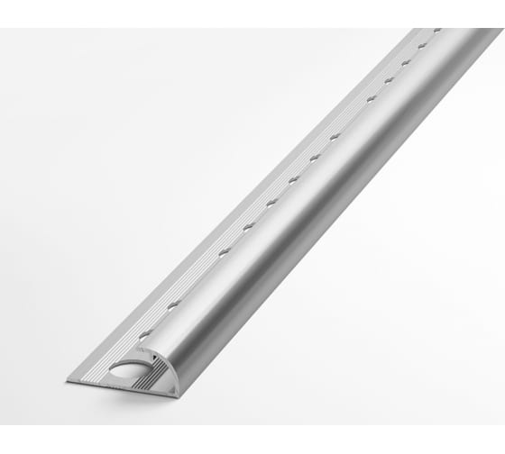Профиль алюминиевый для плитки внешний Эконом 10мм*2,7м, "Блестящее серебро"