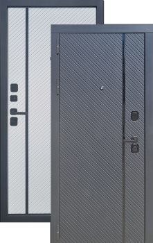 Дверь входная"Моранте",960*2050*110мм,левая,металл, 2 МДФ- "Ясень черный",МДФ "Ясень белый"