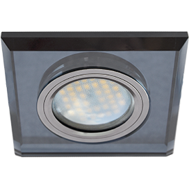 Светильник потолочный MR16 DL1651 GU5.3 Glass Ecola  встр. Стекло Квадрат скошенный край Черный / Черный хром 25x90x90 (кd74)  [FB1651EFF.]