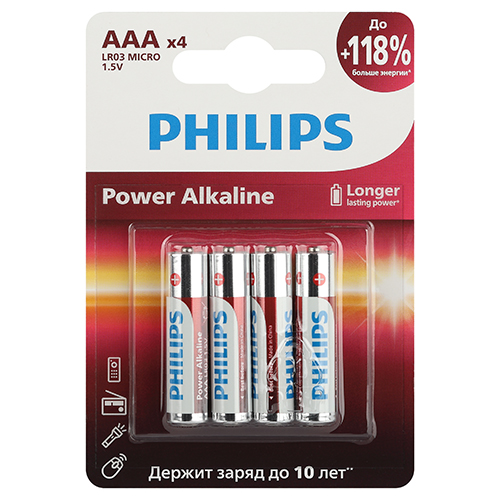 Элемент питания Philips LR03-4BL Power тип: ААА