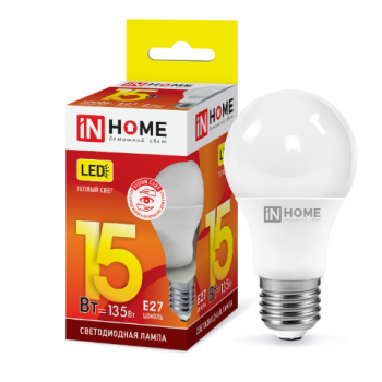 Лампа светодиодная A60 15Вт &quot;IN HOME LED-A60-VC&quot; Е27 220В 3000К 1350Лм