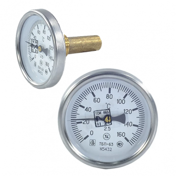 Термометр биметаллический D63 L50мм осевой 0+160гр