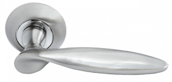 Ручка дверная "DIY MH-09 SN", нажимная, круглая накладка, "Белый никель"