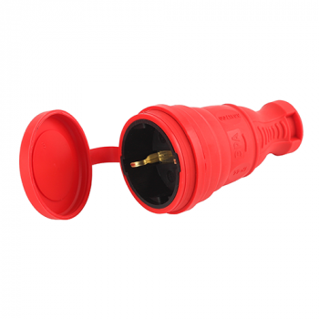 Розетка кабельная каучук 1ф 16А R8(R) красная IP44 Эра