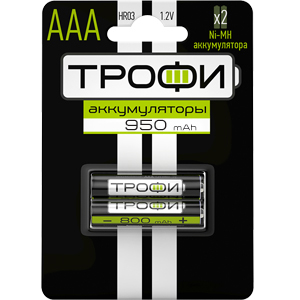 Аккумуляторная батарея Трофи HR03-2BL 950mAh тип:ААА