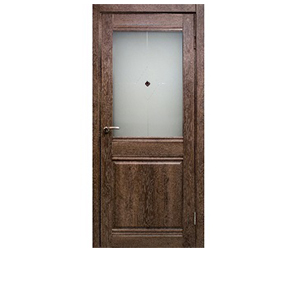 Дверное полотно Омега", 700*2000*38мм, остекленное/фьюзинг, ламинатин, "Дуб шоколадный"Дубрава-Сибирь