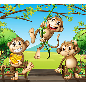 Фотопанно &quot;Три обезьянки С-075&quot;, 3000*2700мм
