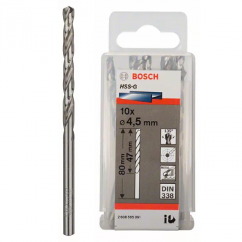 Сверло "Bosch" по металлу HSS-G 4,5*47*80мм